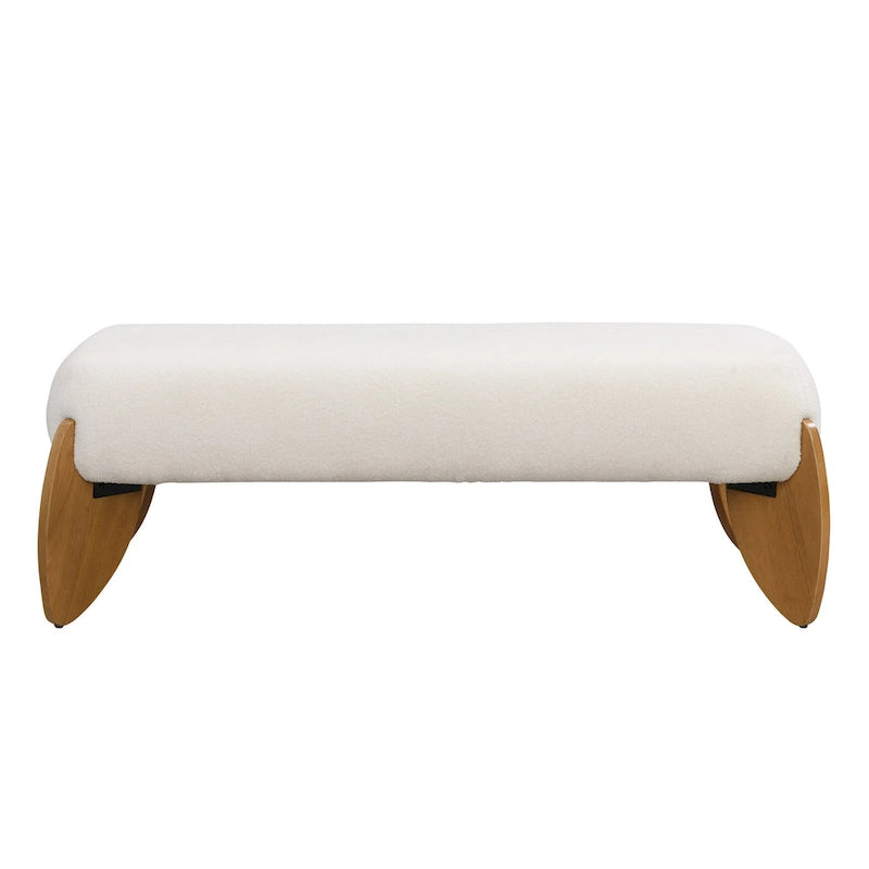 Banc ottoman en bouclette blanc - 48 L x 19,5 P x 17 H