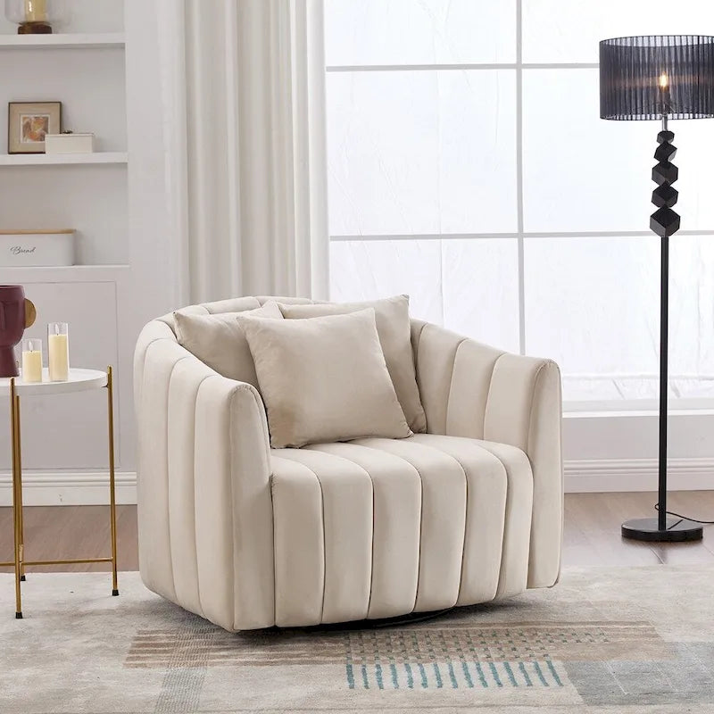 Fauteuil crapaud pivotant 360° surdimensionné en tissu 40.35W