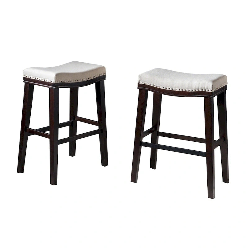 Tabourets de bar à selle rembourrés modernes (avec clous décoratifs, lot de 2)