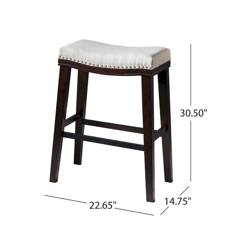 Tabourets de bar à selle rembourrés modernes (avec clous décoratifs, lot de 2)