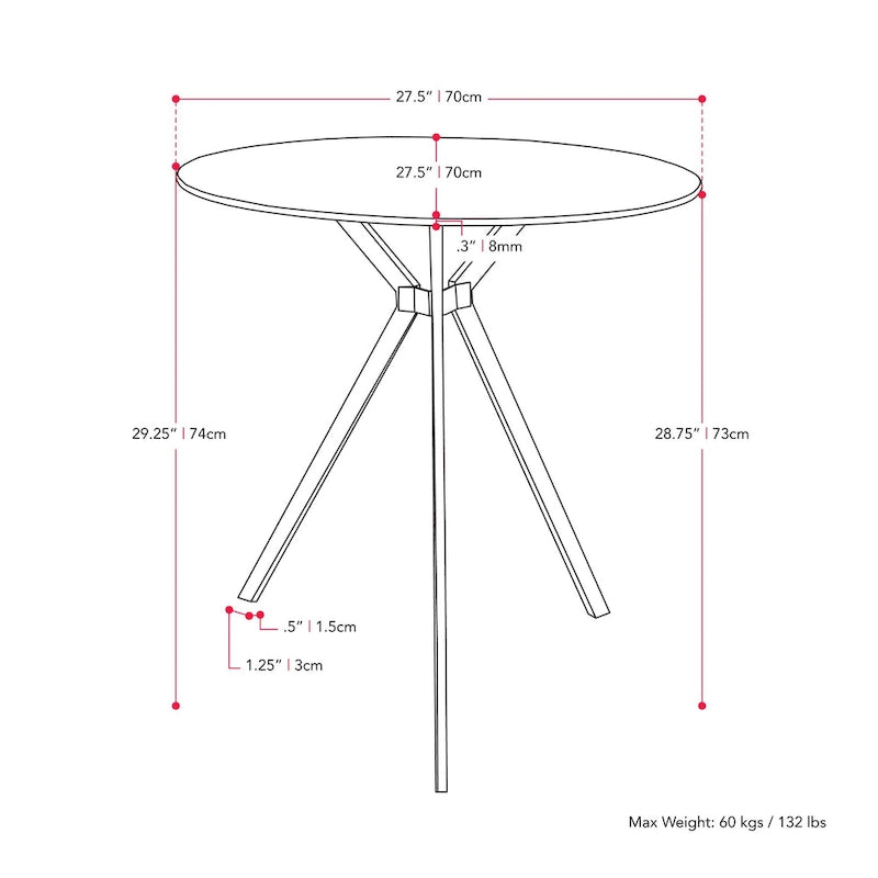 Table de bistrot à plateau en verre
