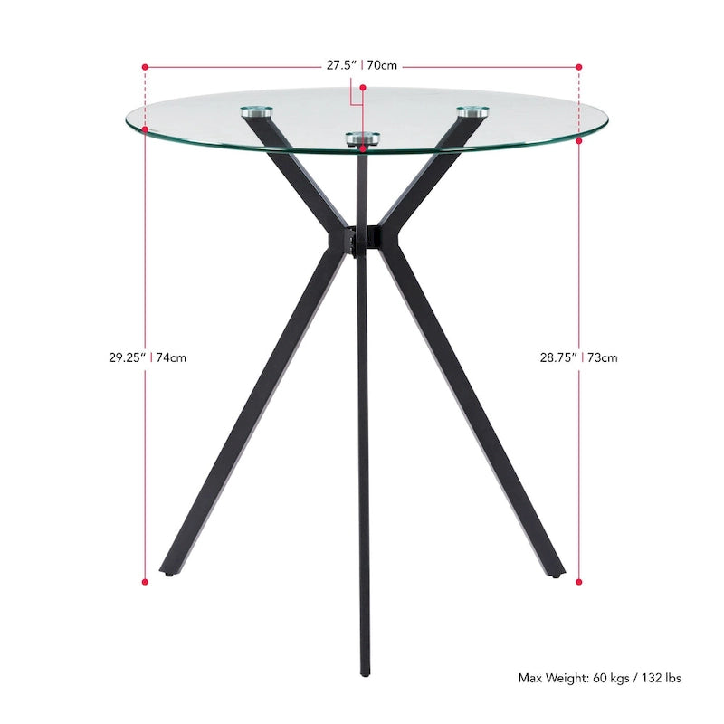 Table de bistrot à plateau en verre