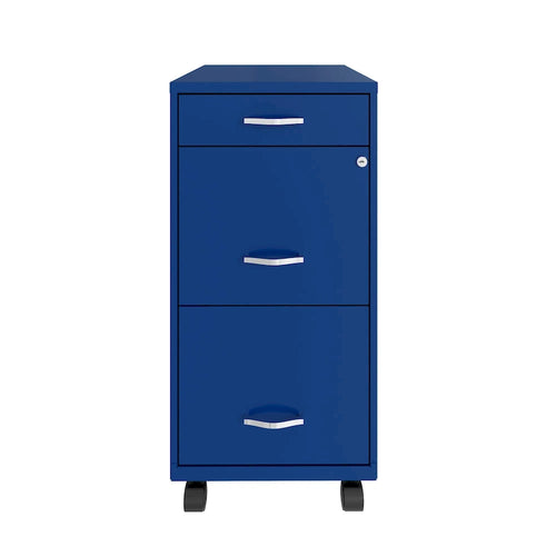 Meuble de classement mobile à 3 tiroirs profonds de 18 po, bleu classique