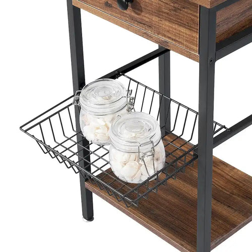 Tables de chevet modernes à 1 tiroir avec panier amovible (lot de 2)